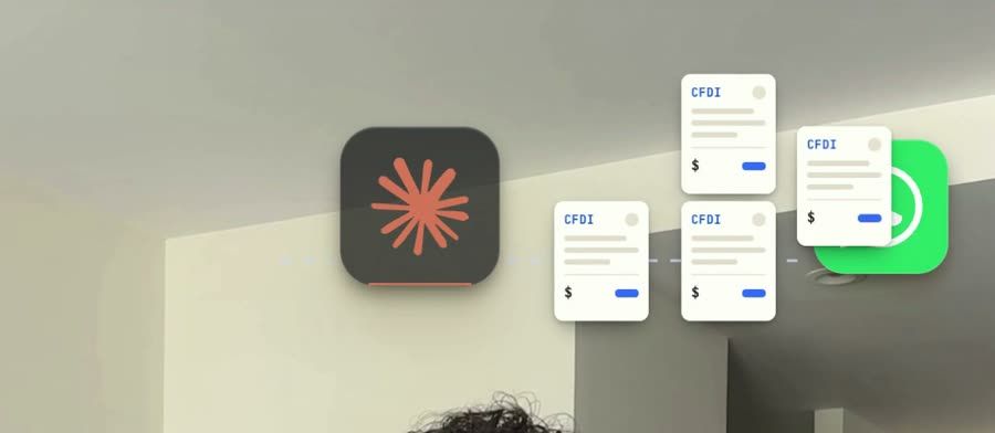 Fotograma del reel: Segundo 2.8 del reel — las facturas salen de Claude y entran a WhatsApp.