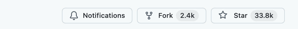 Botones del repo en GitHub: Notifications, Fork 2.4k y Star 33.8k