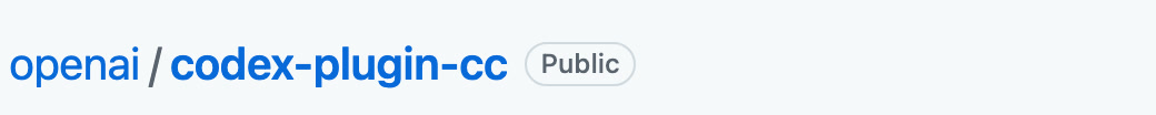 Encabezado del repo en GitHub: openai / codex-plugin-cc, público