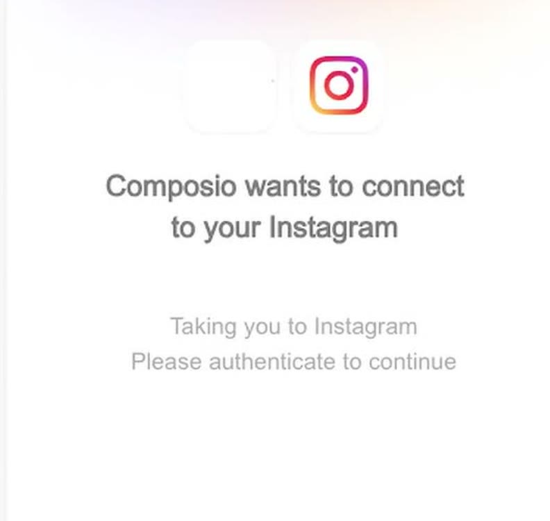 Ventana de autorización: Composio wants to connect to your Instagram