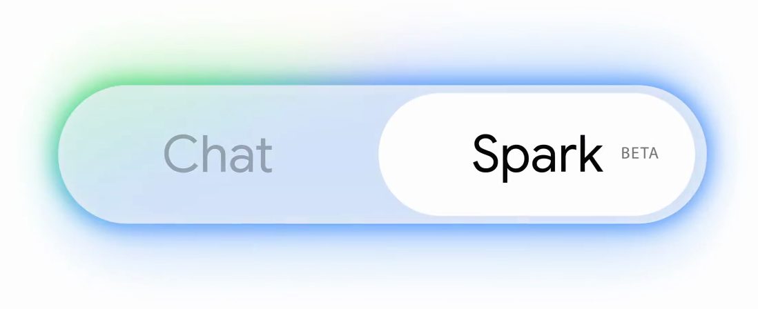 Interruptor entre los modos Chat y Spark BETA dentro de Gemini