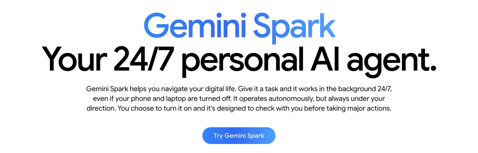 Encabezado oficial de Gemini Spark: your 24/7 personal AI agent