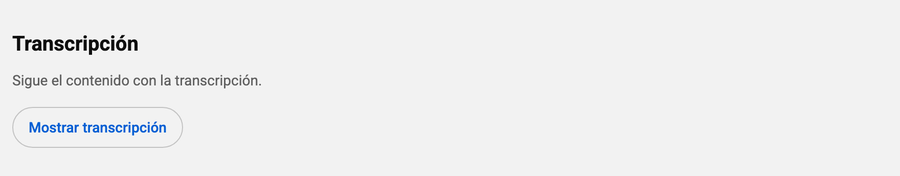 Botón Mostrar transcripción en YouTube