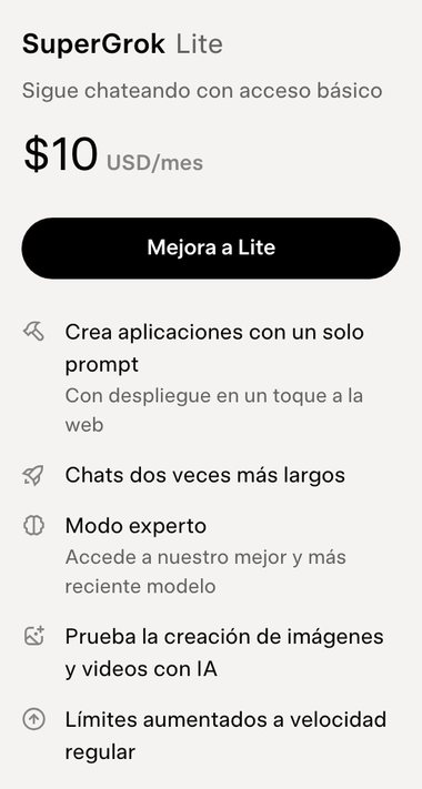 SuperGrok Lite, 10 dólares al mes