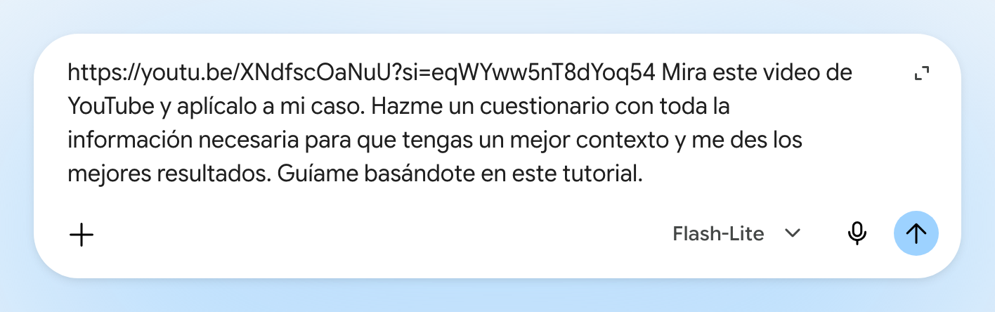 Caja de Gemini con el link y el prompt