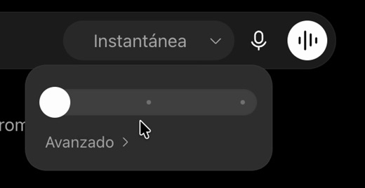 El control en Instantanea, la barra a la izquierda