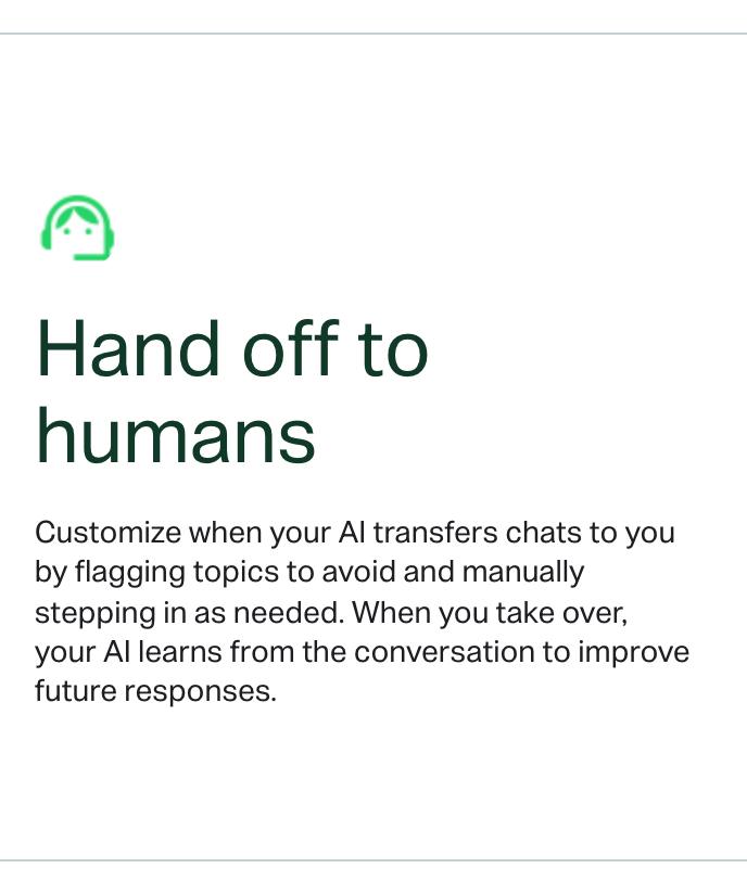 Hand off to humans: customize when your AI transfers chats to you
