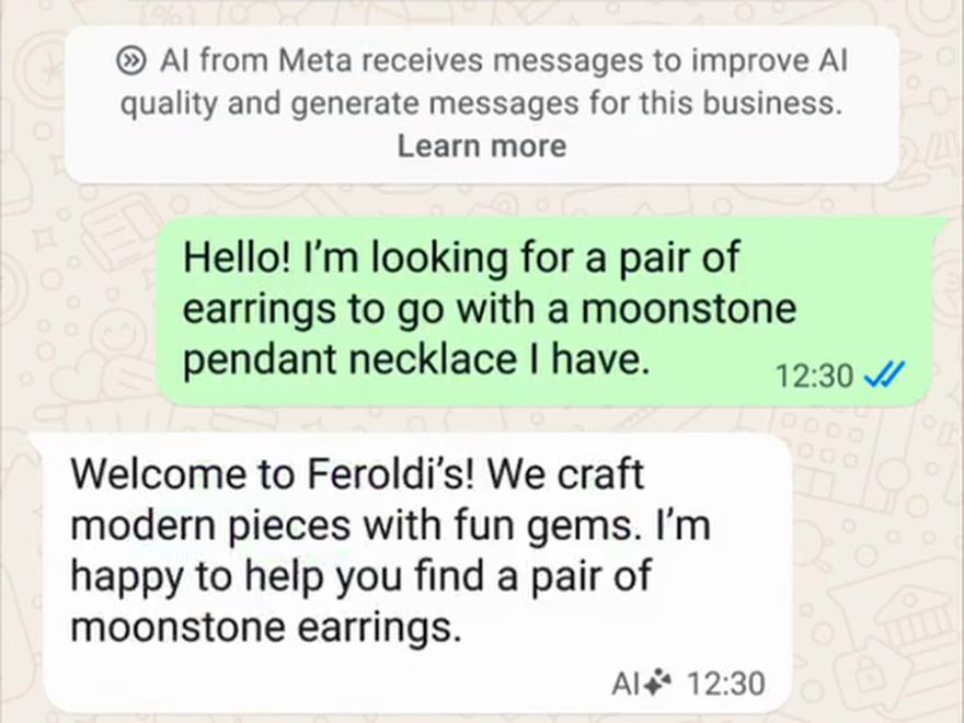 El agente responde al primer mensaje del cliente, marcado como AI
