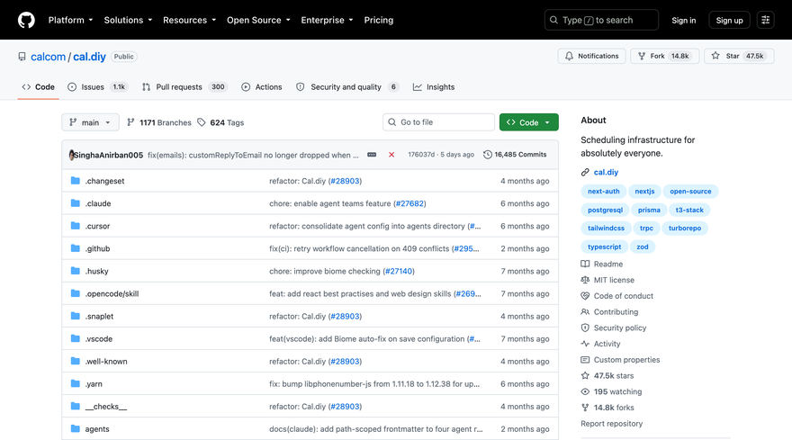 Repositorio calcom/cal.diy en GitHub