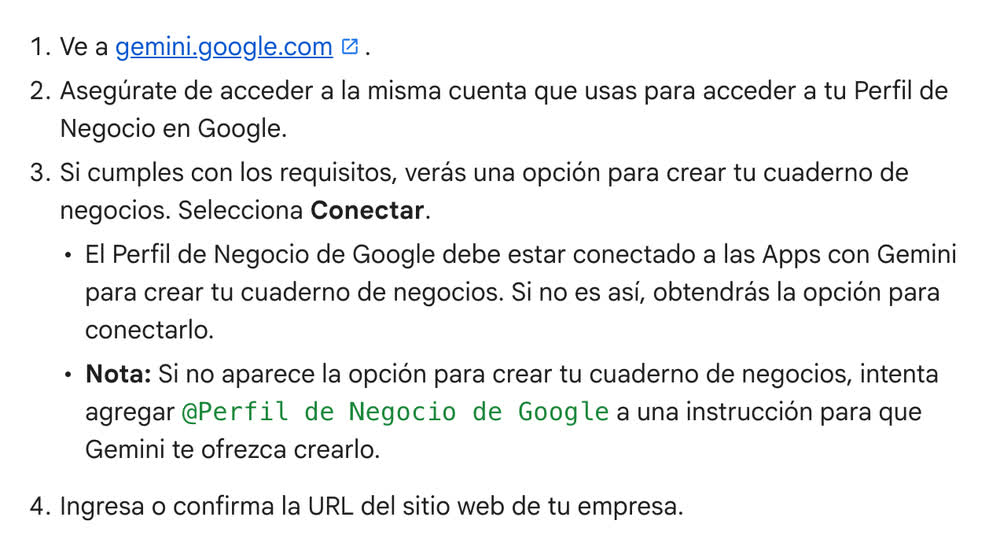 Pasos oficiales para conectar el Perfil de Negocio de Google a las Apps con Gemini