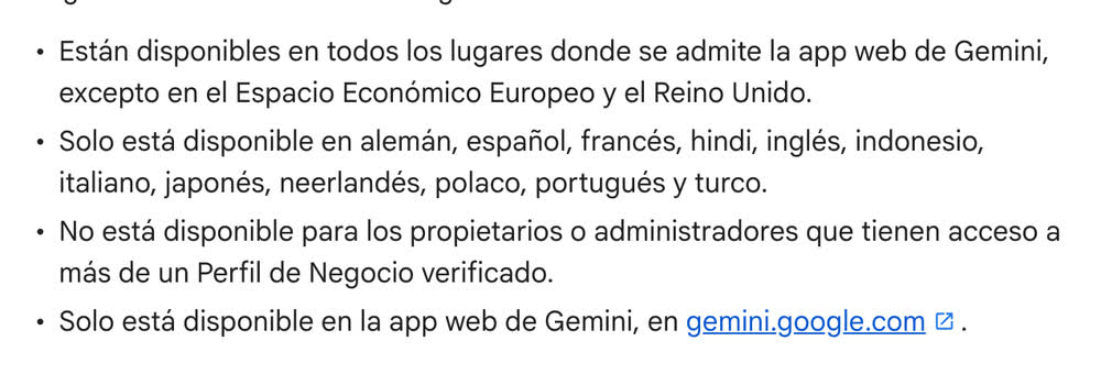 Límites oficiales: países, idiomas, un solo perfil y sólo app web