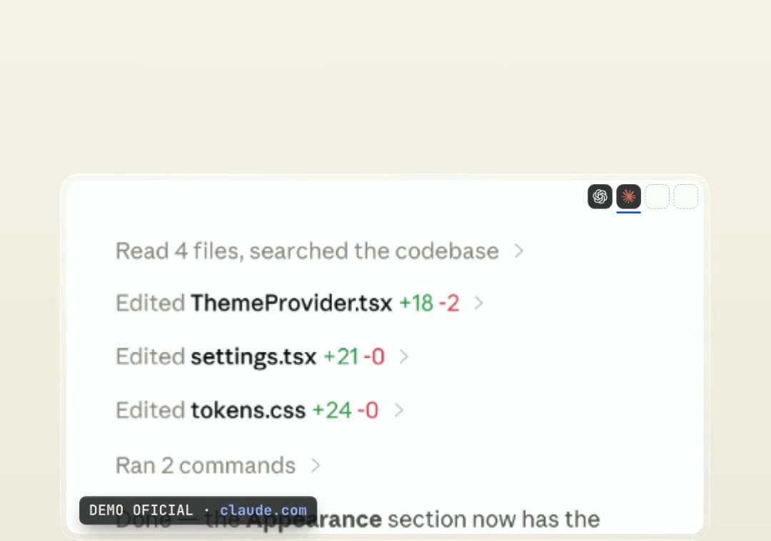 La demo oficial de Claude Code con tres archivos editados
