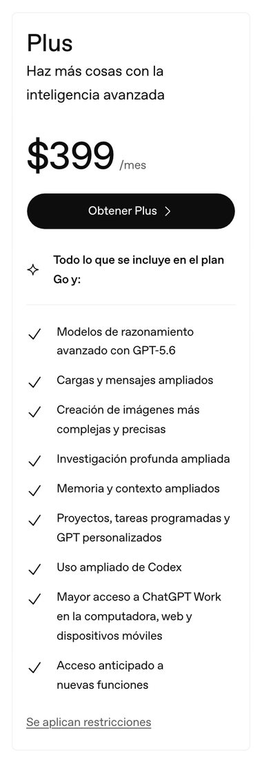 Plan Plus de ChatGPT desde México