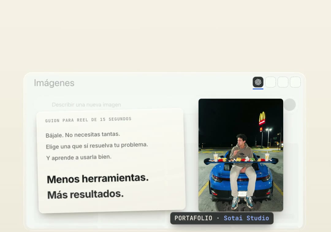 La sección Imágenes de chatgpt.com con un guion y una foto encima