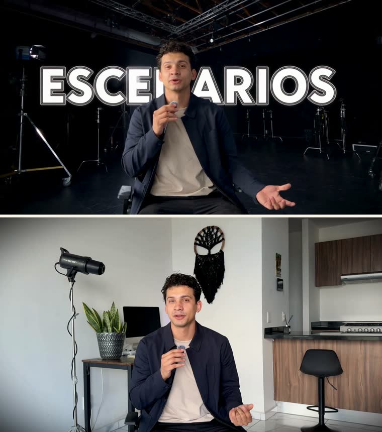 Arriba el cuadro editado con IA en el segundo 13.5, abajo el mismo instante de la toma original