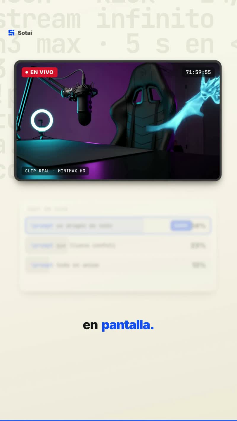 Cuadro del clip generado: un dragón de neón en un cuarto de streamer